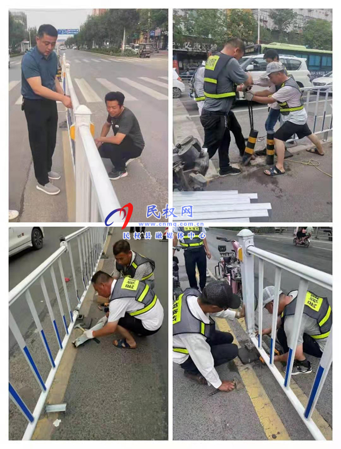 城管局路燈所進行市政護欄維護工作 城管局路燈所進行市政護欄維護工作