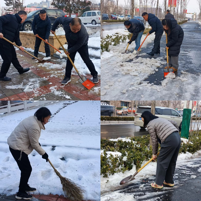 縣委老干部局黨員干部發(fā)揮先鋒模范作用，掃雪除冰護(hù)安全