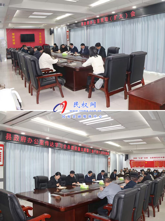 縣政府辦公室傳達學習貫徹全縣高質量發(fā)展暨三級干部大會精神